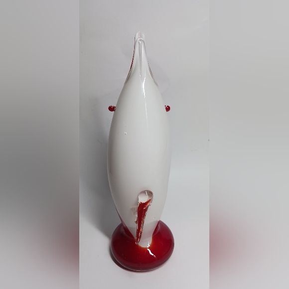 8.5" Murano 1960s retro red and white handblown swordfish vase - Picture 2 of 8